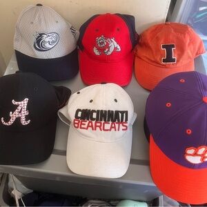 6 college hat bundle bama nike clemson cincy gonzaga Illinois mit h1  flex fit
